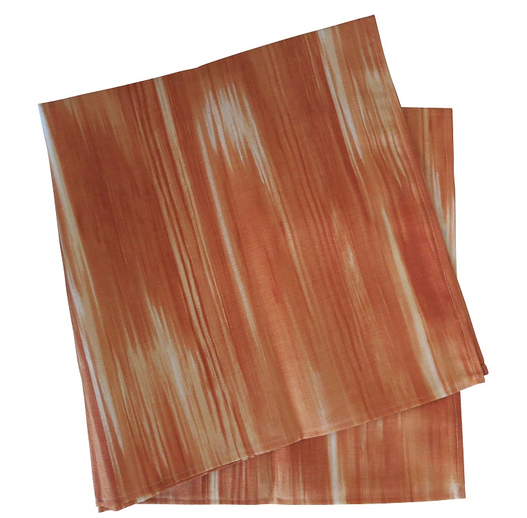 Tischdecke 80x80cm IKAT/Zungen-Muster rotbraun gestreift