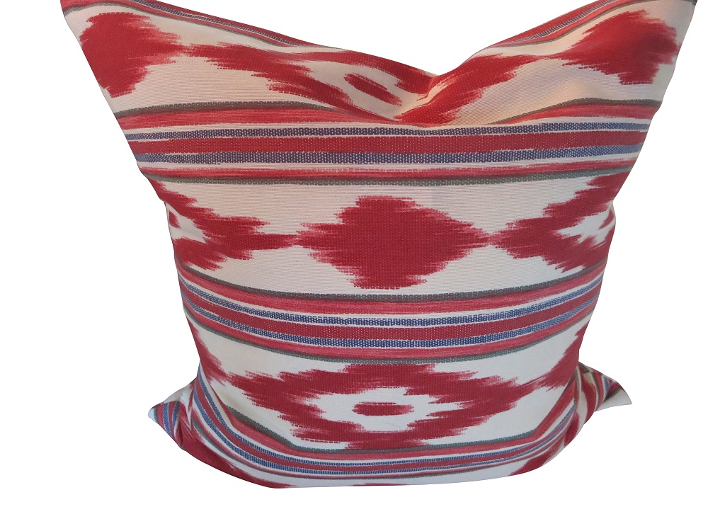 Kissenhülle IKAT Mallorquin Color ( rot-blau-grau) 45x45